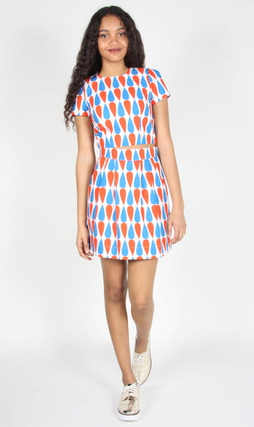 RN1649 - 14 - Munia Top - Red and Blue Teardrop