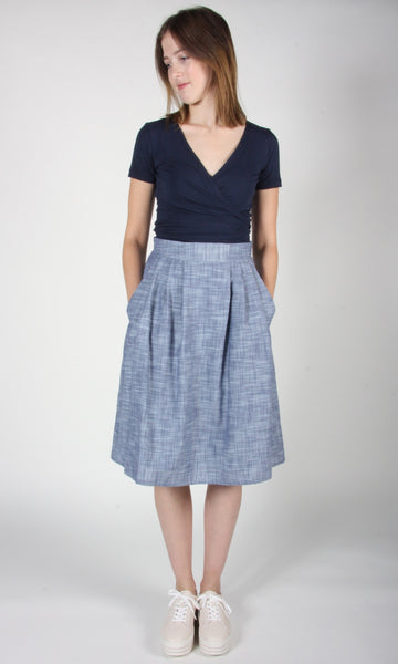 RN1523 - 12 - Macareux Skirt - Blue Chambray