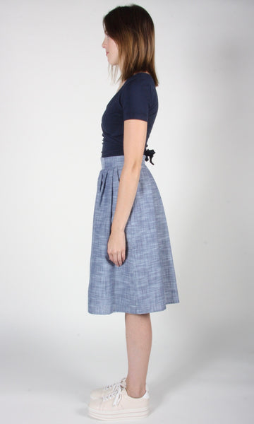 RN1523 - 12 - Macareux Skirt - Blue Chambray