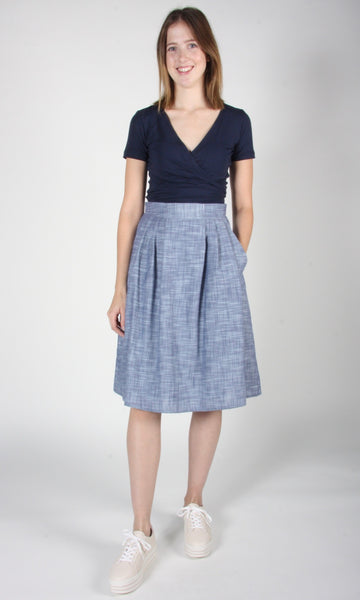 RN1523 - 12 - Macareux Skirt - Blue Chambray