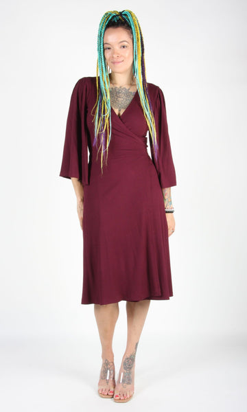RN1559 - M - Palmcreeper Dress - Burgundy