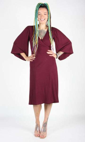 RN1559 - M - Palmcreeper Dress - Burgundy