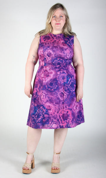 RN849 - 14 - Peafowl Dress - Purple Motif