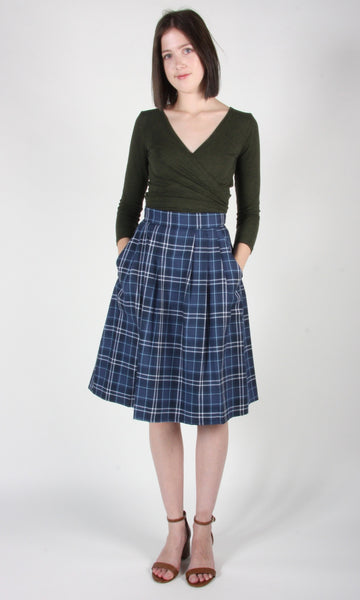 RN1447 - 12 - Rail Skirt - Blue Plaid