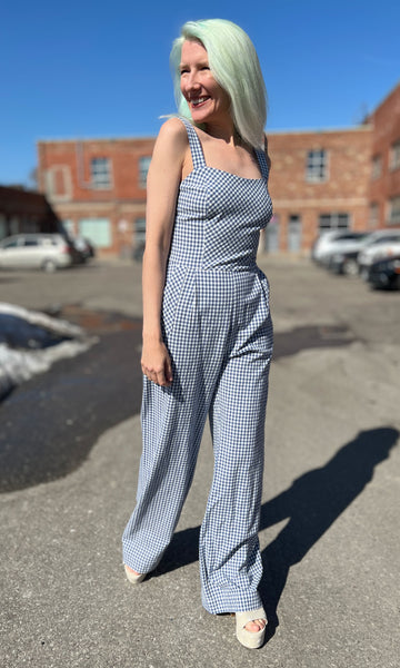 Roadrunner Jumpsuit - Blue Gingham