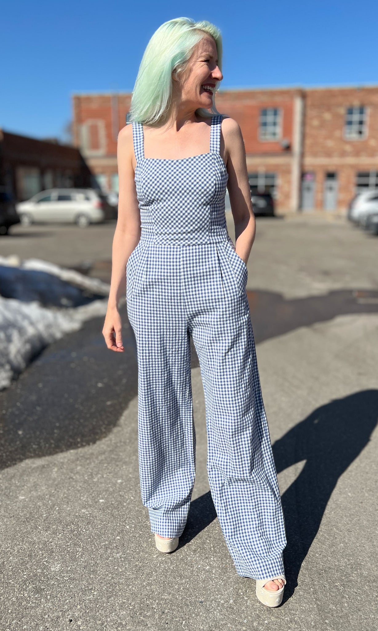 Roadrunner Jumpsuit - Blue Gingham