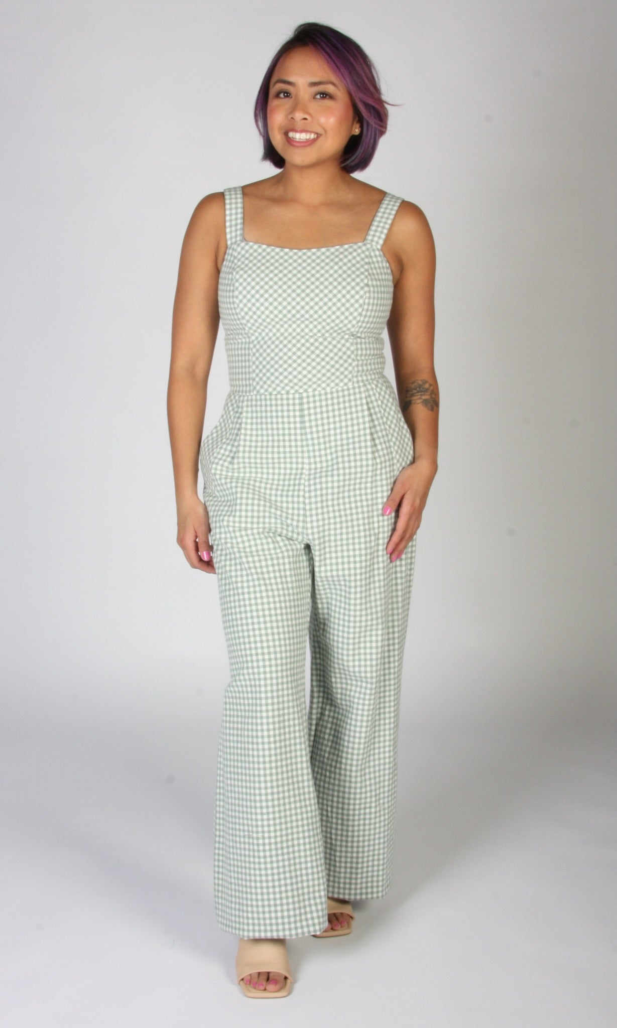 Roadrunner Jumpsuit - Sage Gingham