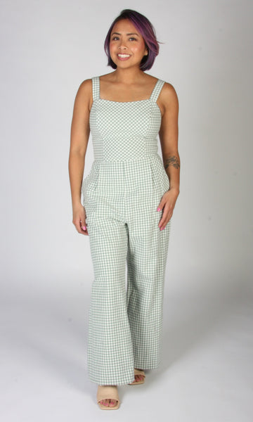 Roadrunner Jumpsuit - Sage Gingham