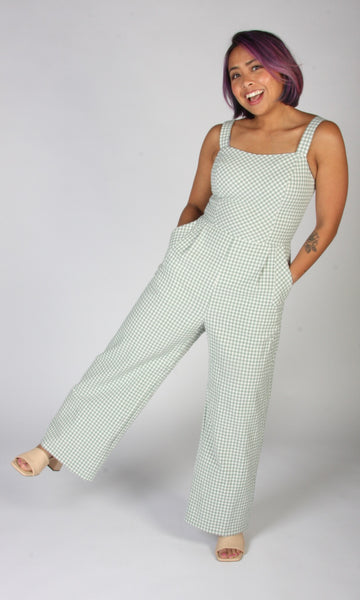 Roadrunner Jumpsuit - Sage Gingham