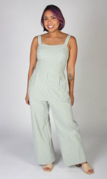 Roadrunner Jumpsuit - Sage Gingham