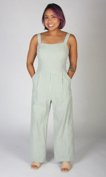 Roadrunner Jumpsuit - Sage Gingham