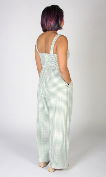 Roadrunner Jumpsuit - Sage Gingham