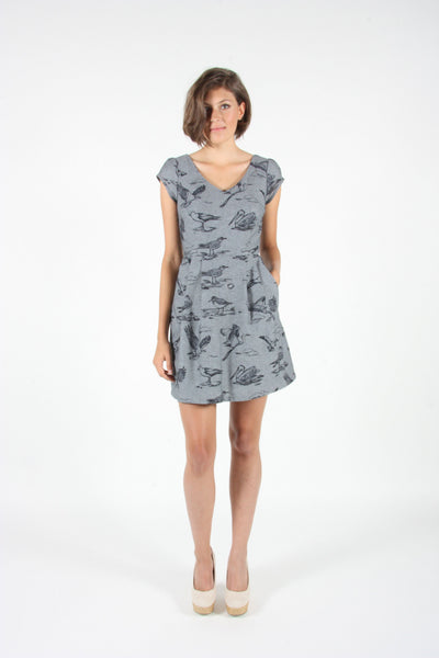 RN1552 - 16 - Sandpiper Dress - Grey Bird Toile