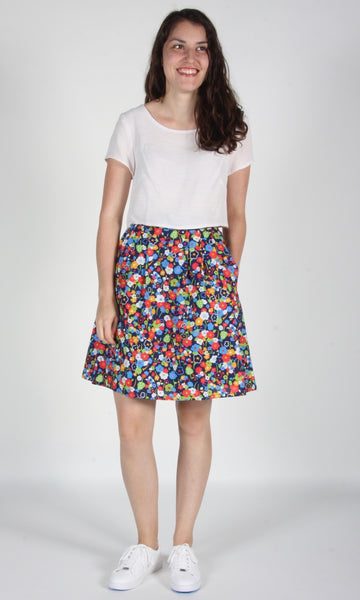 RN1383 - 2 - Schiffornis Skirt - Navy London Floral