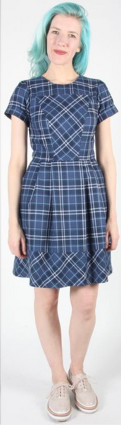 RN690- 6 - Pyrrhuloxia Dress - Blue Plaid