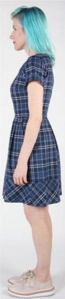 RN690- 6 - Pyrrhuloxia Dress - Blue Plaid