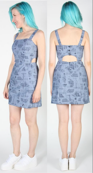 RN756 - 12 - Bluebird Dress - Nautical Chambray