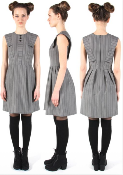RN1683 - 10 - Piping Guan Dress - Gret Stripes