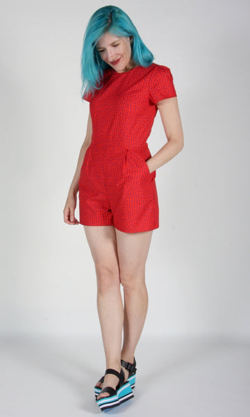 RN1268 - 8 - Silverbill Romper - Red Anchors