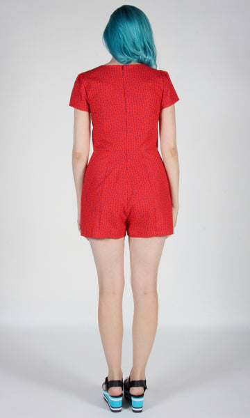 RN1268 - 8 - Silverbill Romper - Red Anchors