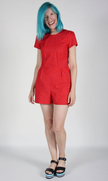RN1268 - 8 - Silverbill Romper - Red Anchors
