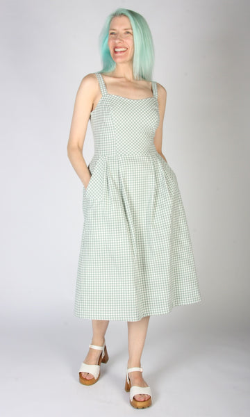 Sparrow Hawk Dress - Sage Gingham