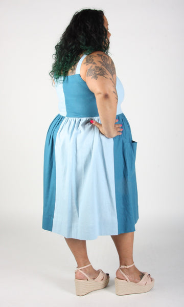 RN908 - S - Timber Doodle Dress - Sea/Sky