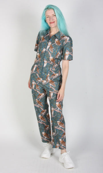 RN892 - M - Twillick Jumpsuit - Barn Owls