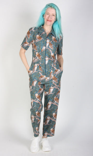 RN892 - M - Twillick Jumpsuit - Barn Owls