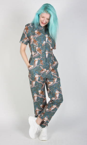 RN892 - M - Twillick Jumpsuit - Barn Owls