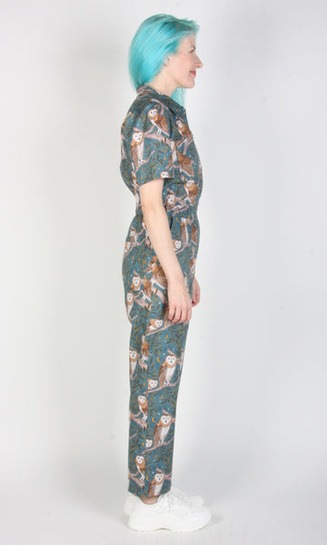 RN892 - M - Twillick Jumpsuit - Barn Owls