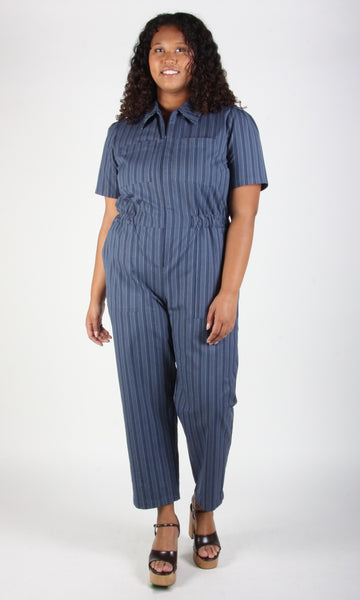 SS693 - 2X - Twillick Jumpsuit - Blue Railroad