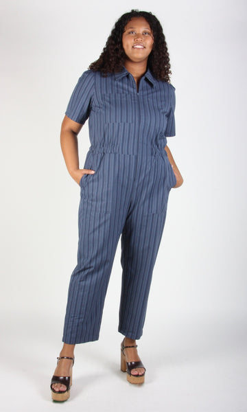SS693 - 2X - Twillick Jumpsuit - Blue Railroad