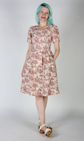 RN1720 - 6 - Winter Chippy Dress  - Brick Village Toile