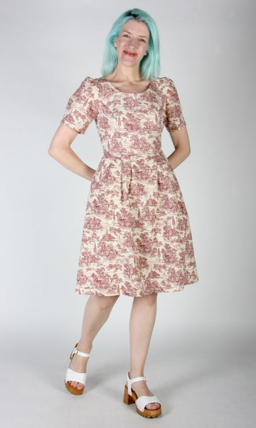 RN1720 - 6 - Winter Chippy Dress  - Brick Village Toile