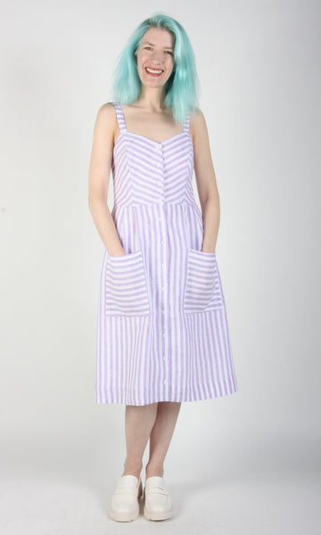 Vesper Sparrow Dress - Lavender Stripe