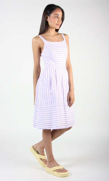 Water Pewee Dress - Lavender Stripe