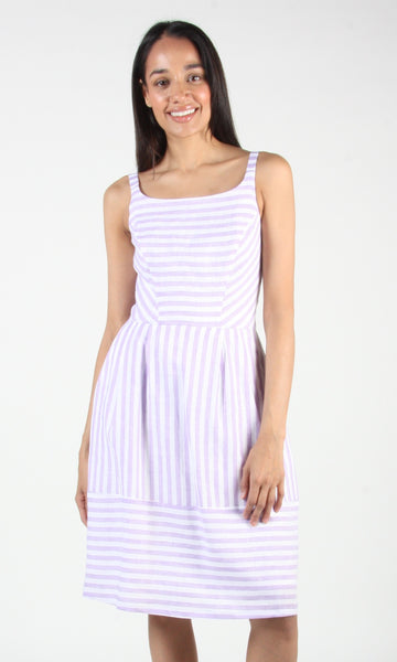 Water Pewee Dress - Lavender Stripe